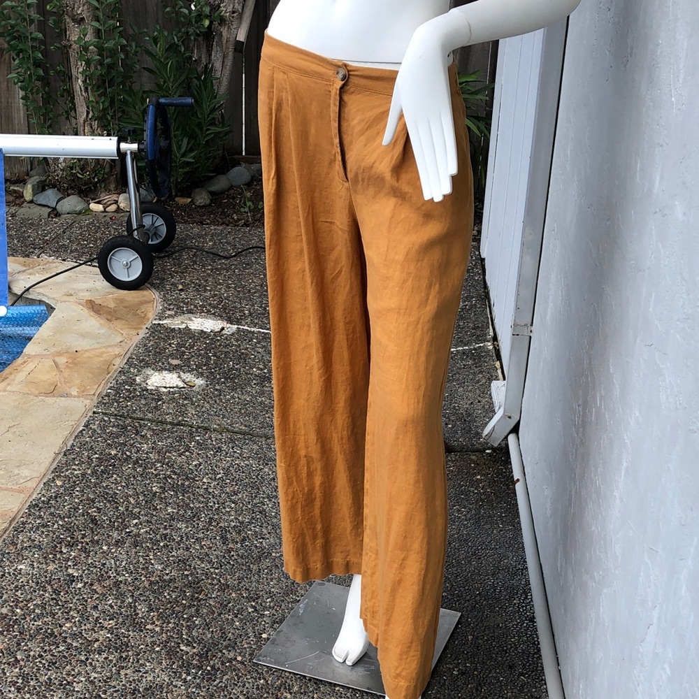Magaschoni Women's Mustard Linen Trousers